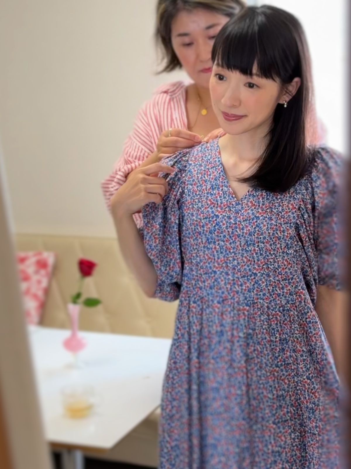 【こんまりさん着用】【選べる着丈】パフスリーブワンピース（123cm,130cm）