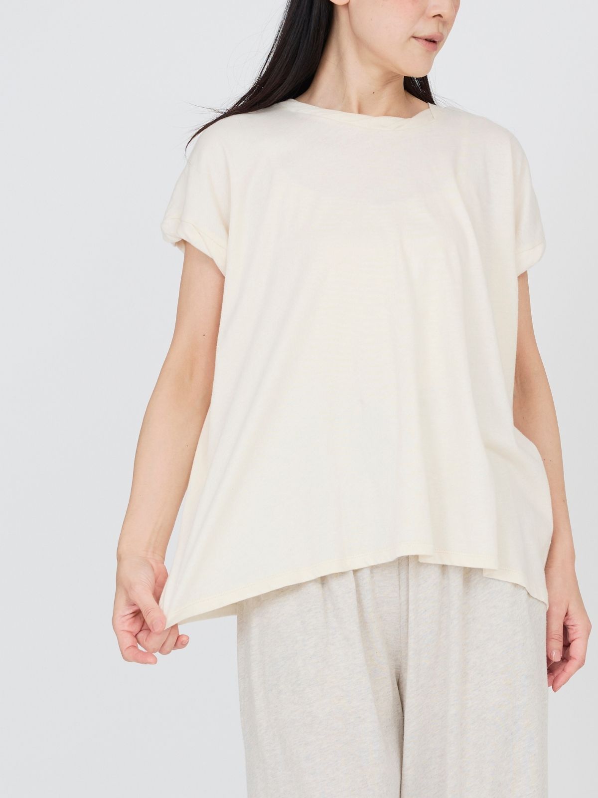 ファインニットツイストTシャツ ナチュラル