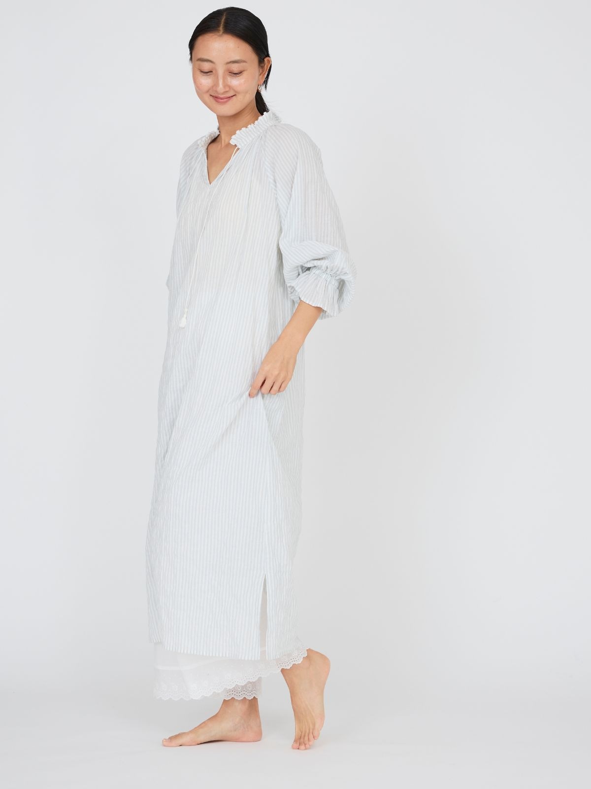 ユーカリストライプタッセルワンピース