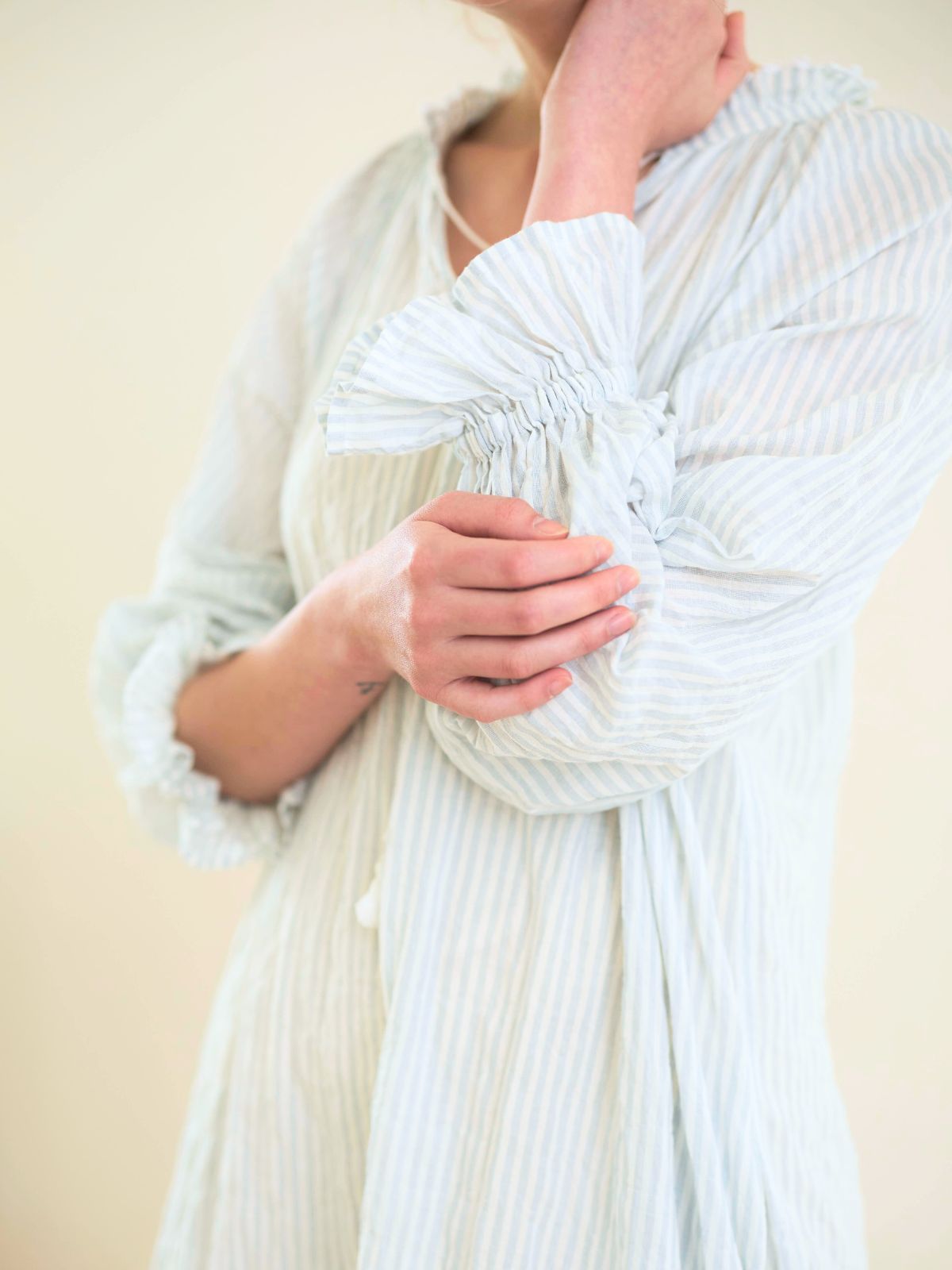 ユーカリストライプタッセルワンピース