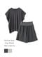 ファインニットツイストTシャツ＆腹巻ショートキュロットセット（チャコールグレー/ライトグレー）