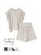 ファインニットツイストTシャツ＆腹巻ショートキュロットセット（チャコールグレー/ライトグレー）