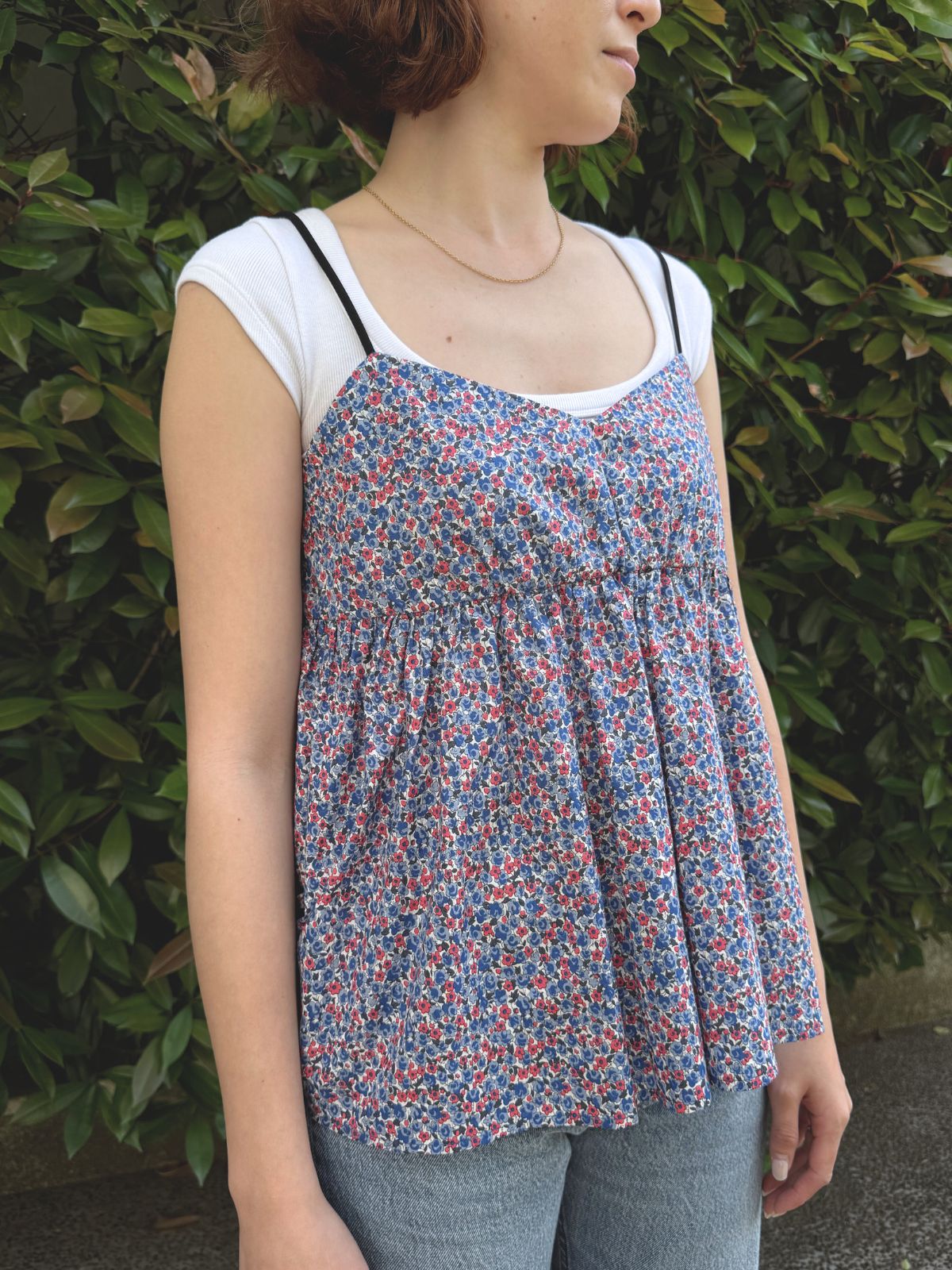 2WAY｜リバティキャンディフラワーカップ付きキャミソール