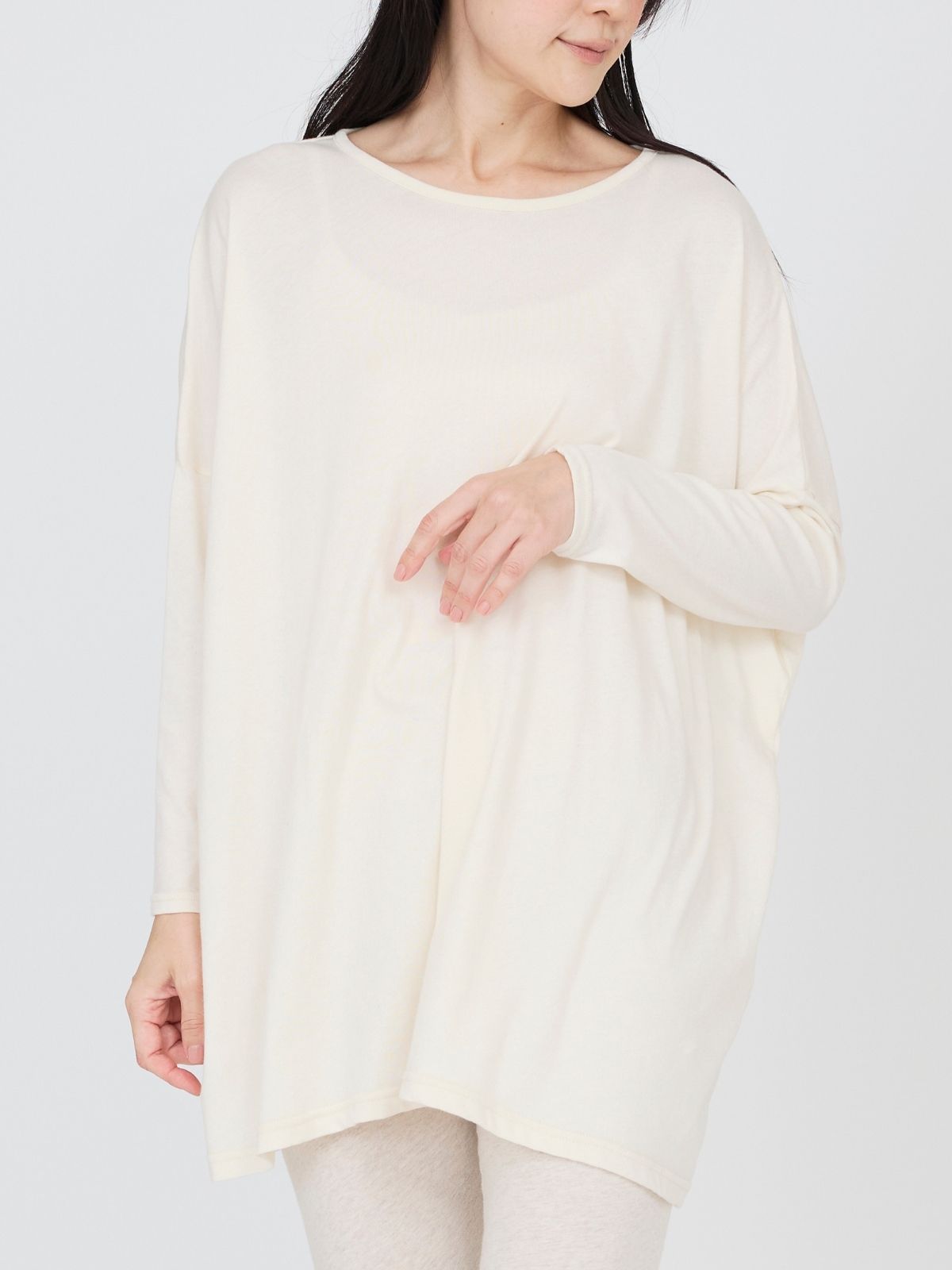 ファインニットワイドトップス ナチュラル