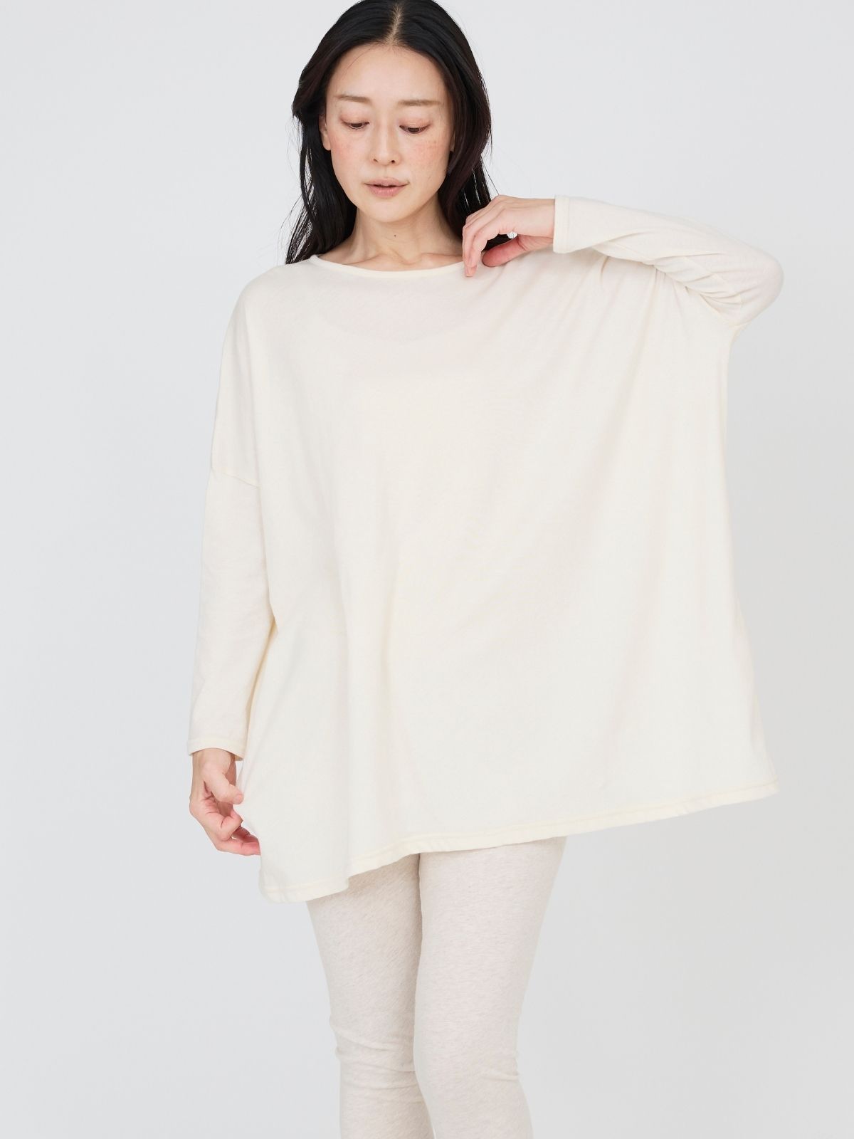 ファインニットワイドトップス ナチュラル