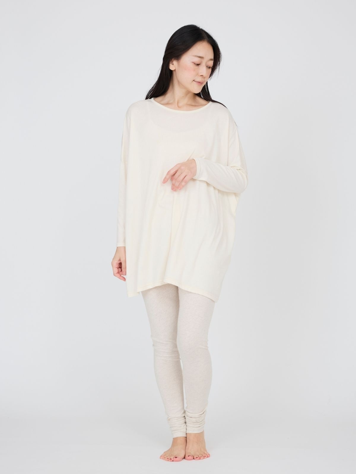 ファインニットワイドトップス ナチュラル