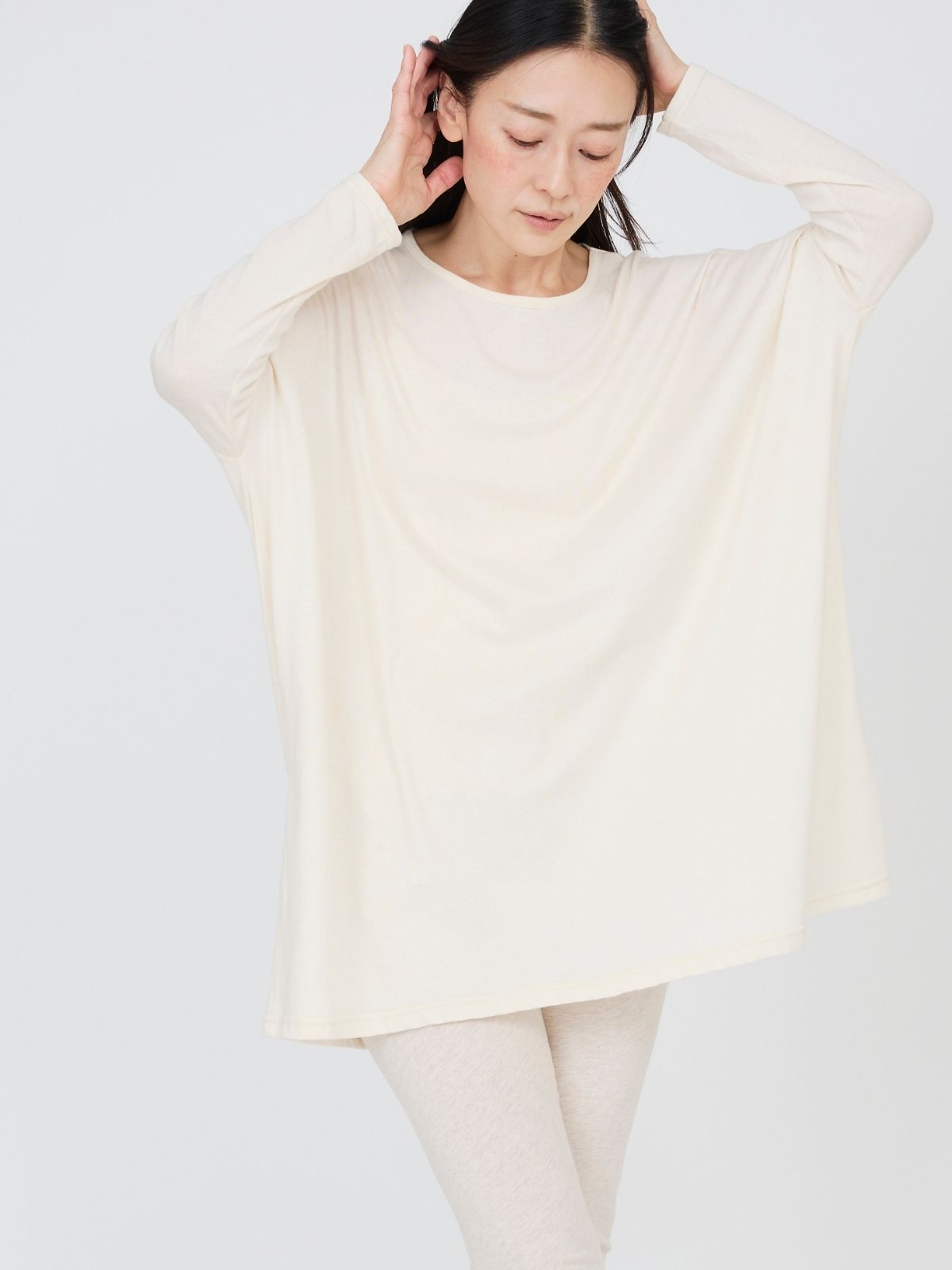 ファインニットワイドトップス ナチュラル