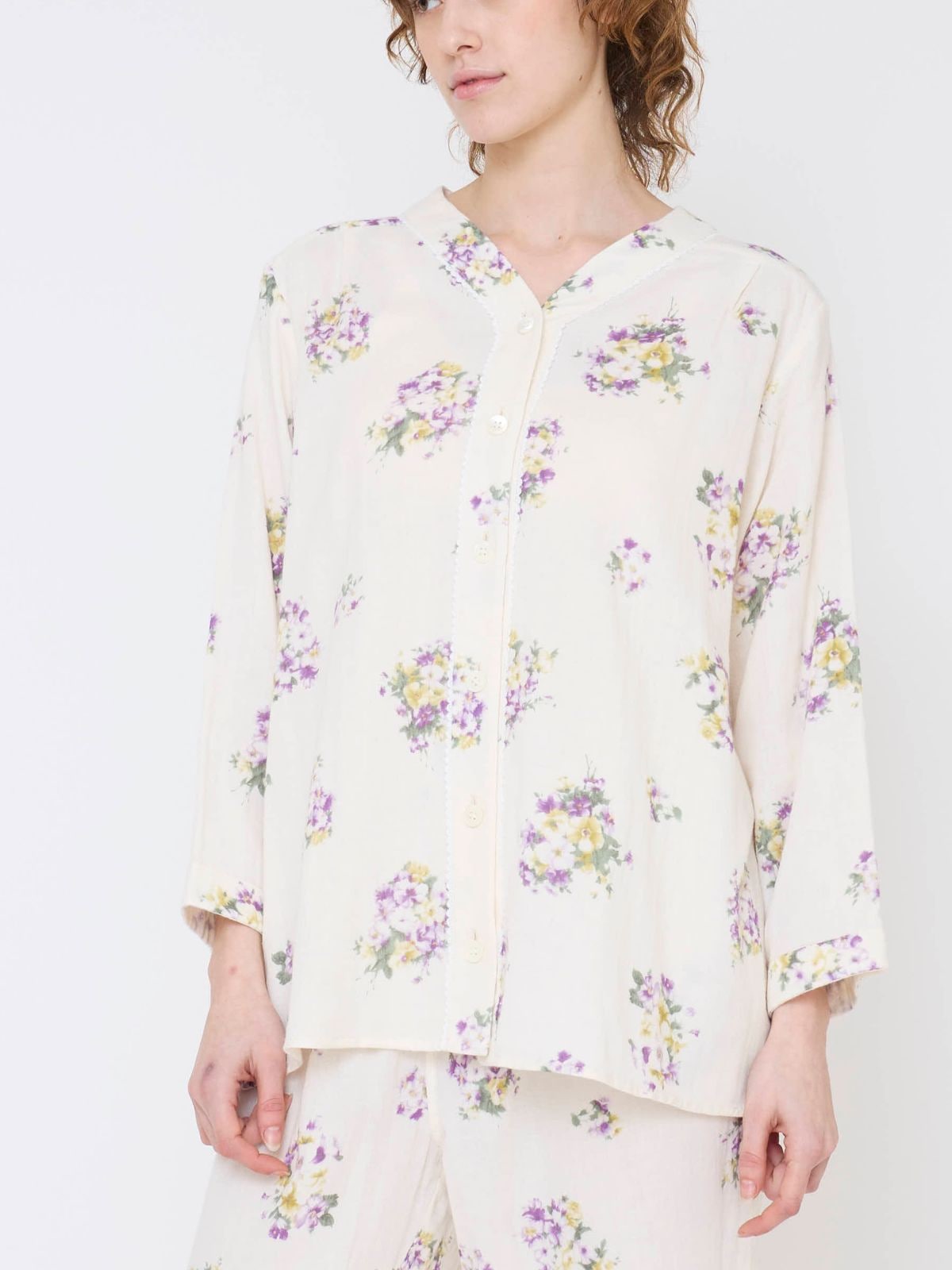 ナナデコールチェリーエアリーパジャマ上下セット イエロー