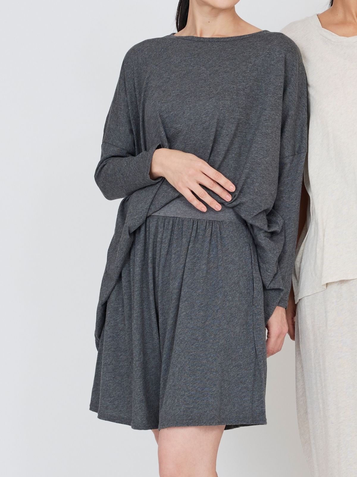 ファインニット腹巻ショートキュロット チャコールグレー