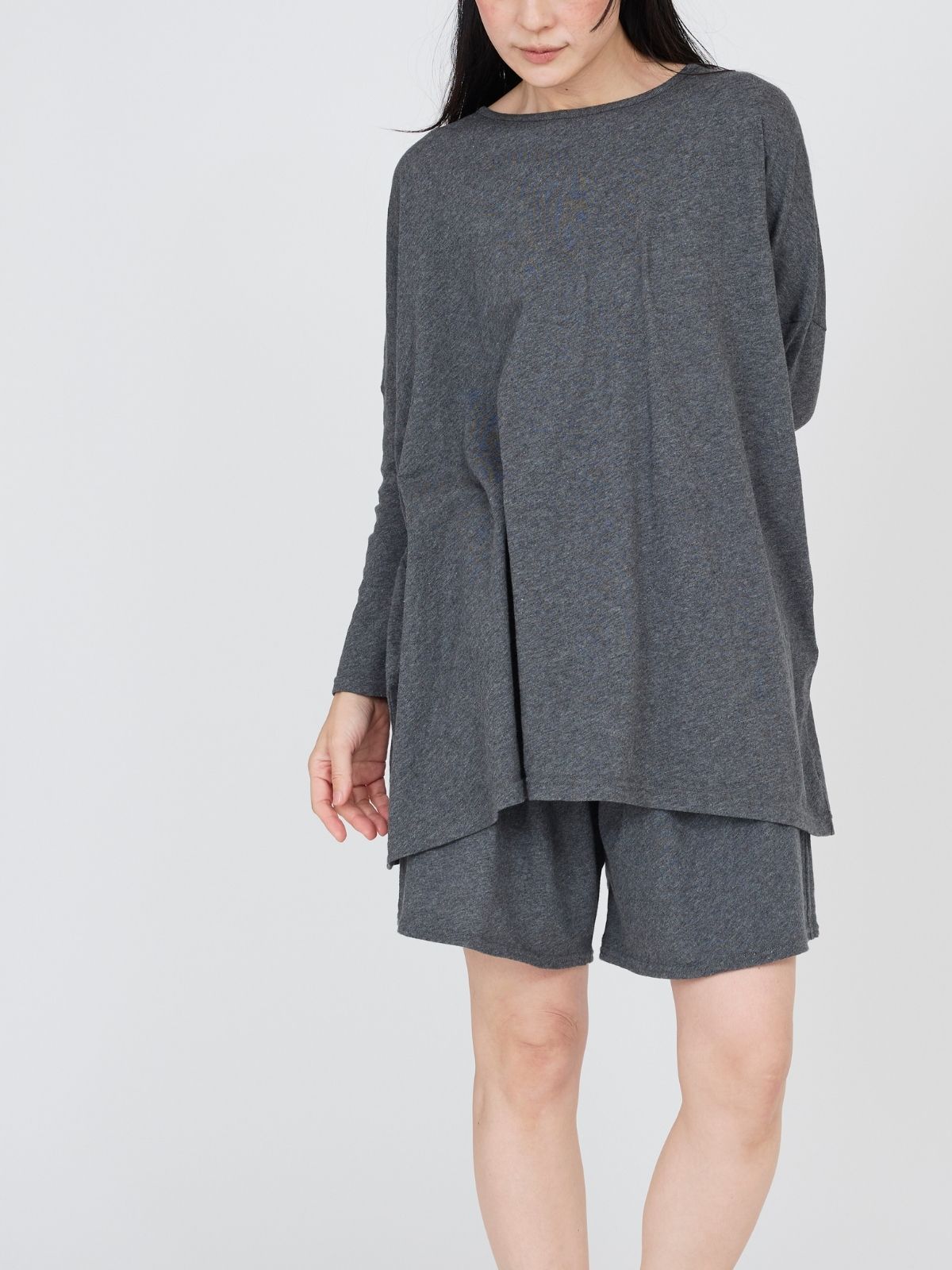 ファインニット腹巻ショートキュロット チャコールグレー