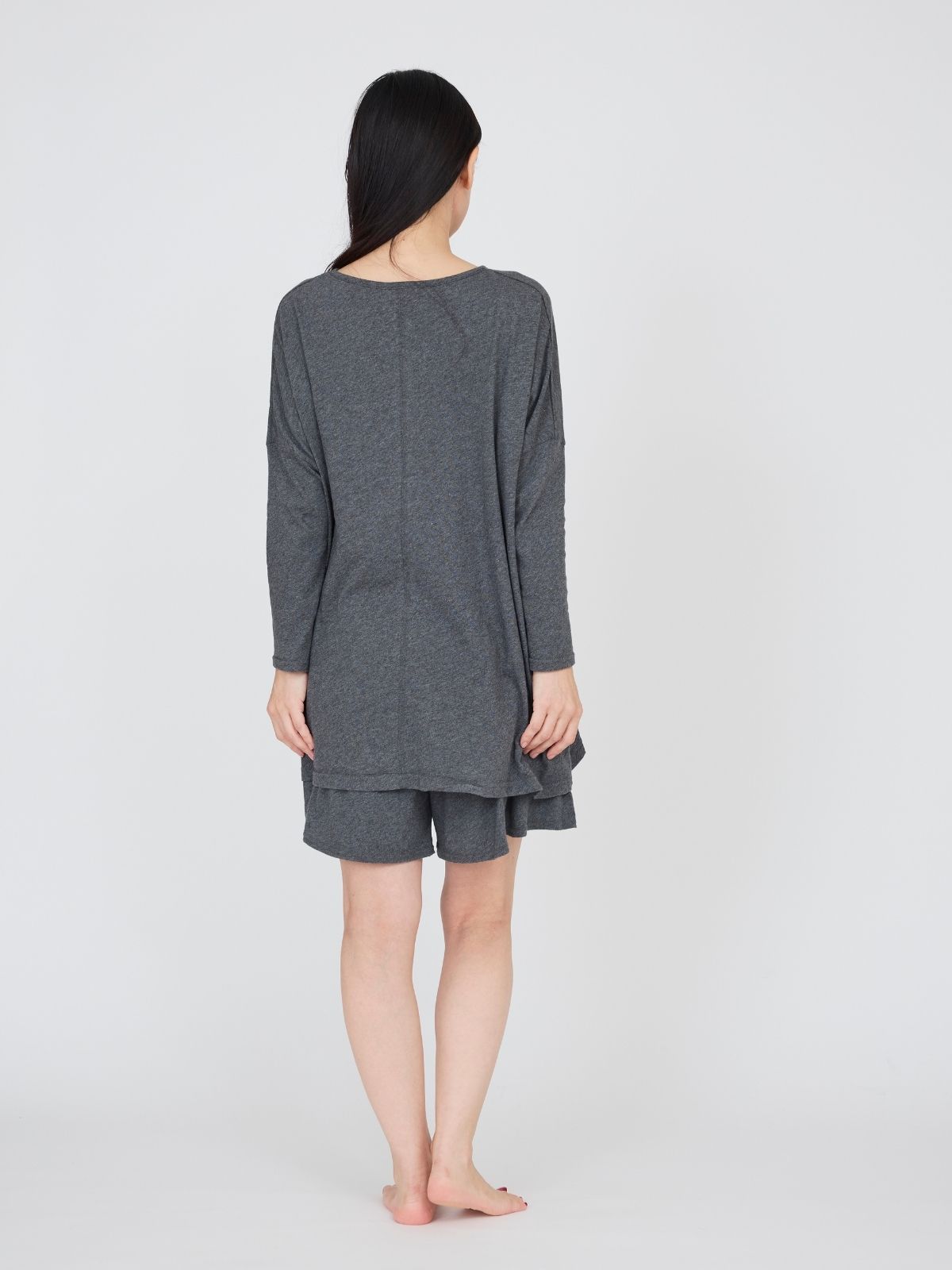 ファインニット腹巻ショートキュロット チャコールグレー