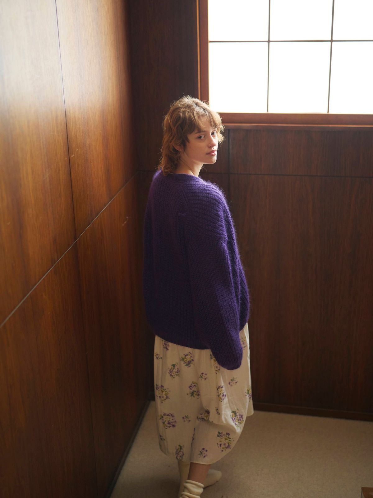 【残りわずか】プリムローズVネックワンピース パープル（M/L）