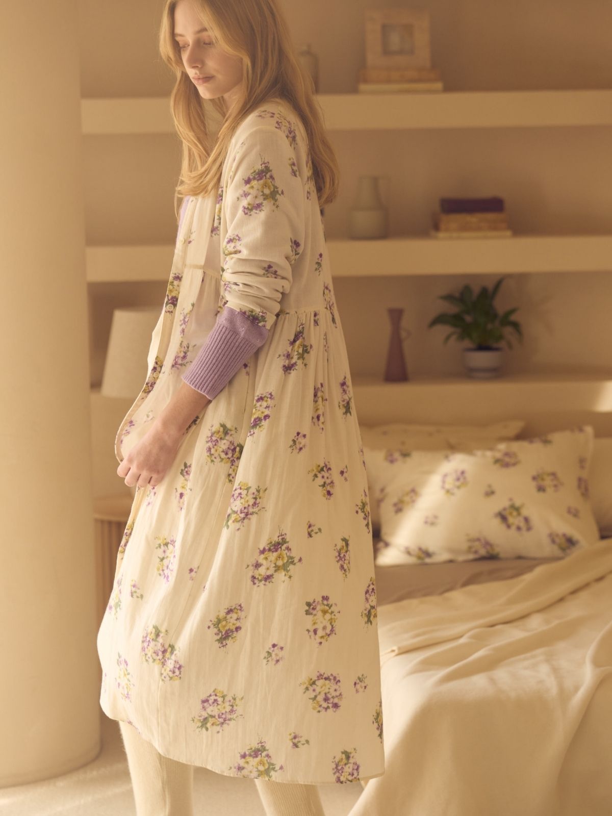 【残りわずか】プリムローズVネックワンピース パープル（M/L）