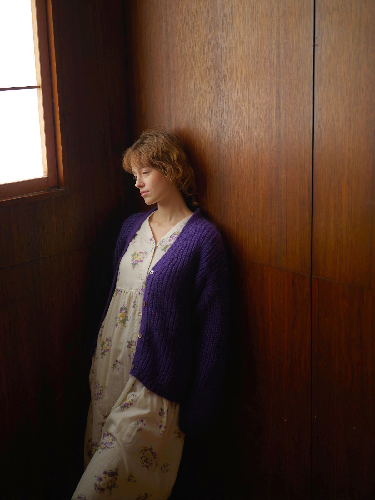 【残りわずか】プリムローズVネックワンピース パープル（M/L）