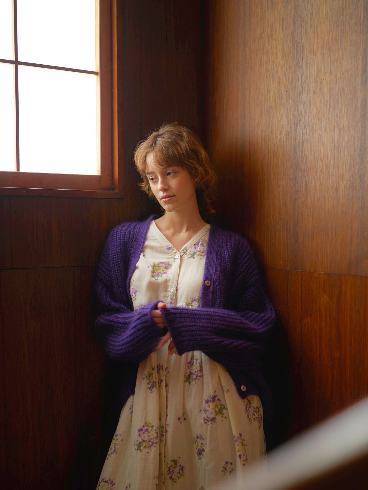 【残りわずか】プリムローズVネックワンピース パープル（M/L）