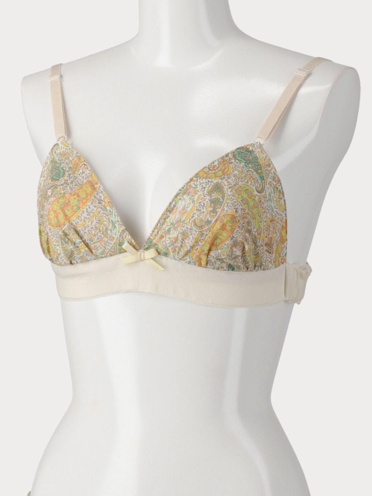 フラワーペイズリートライアングルブラ　イエロー 　