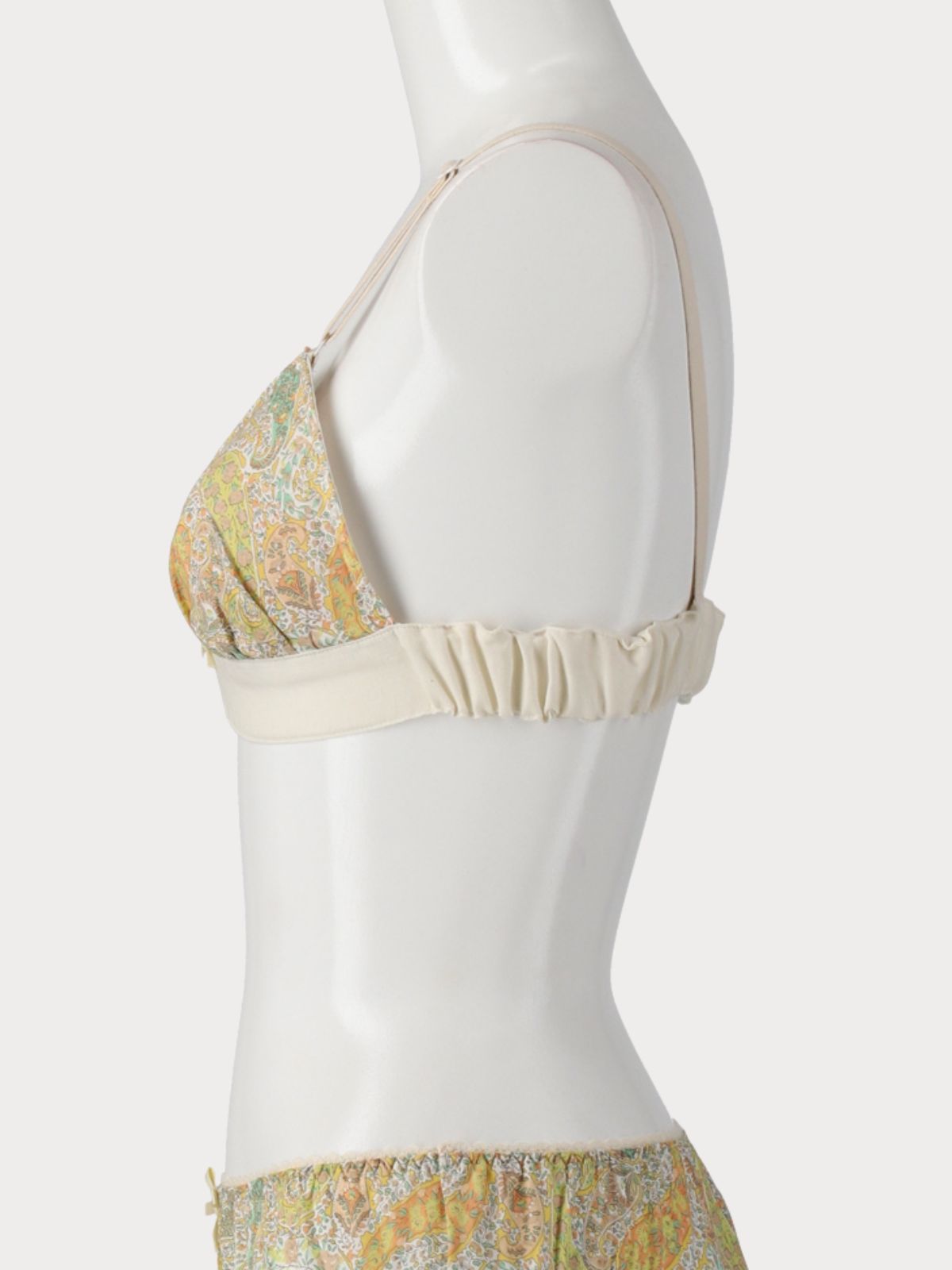 フラワーペイズリートライアングルブラ　イエロー 　