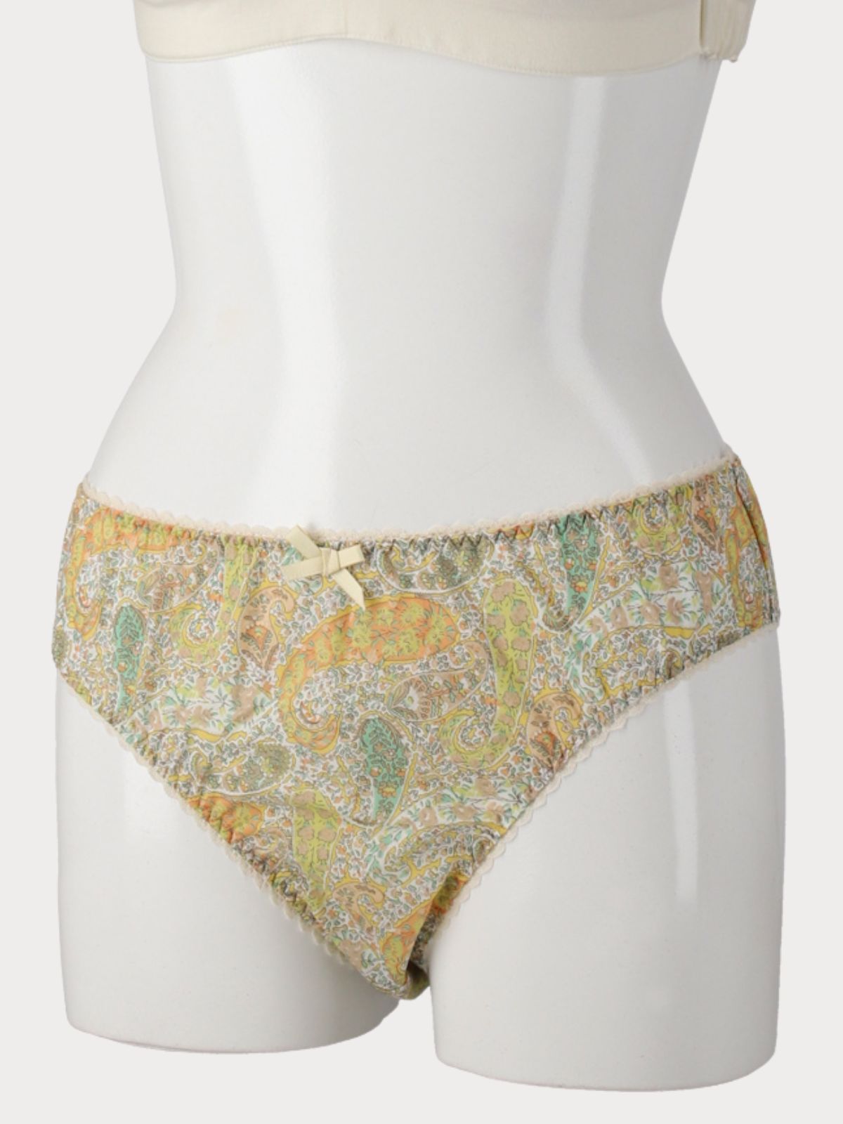 フラワーペイズリートライアングルブラ　イエロー 　