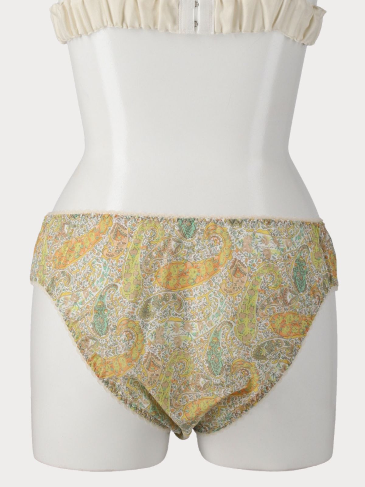 フラワーペイズリートライアングルブラ　イエロー 　