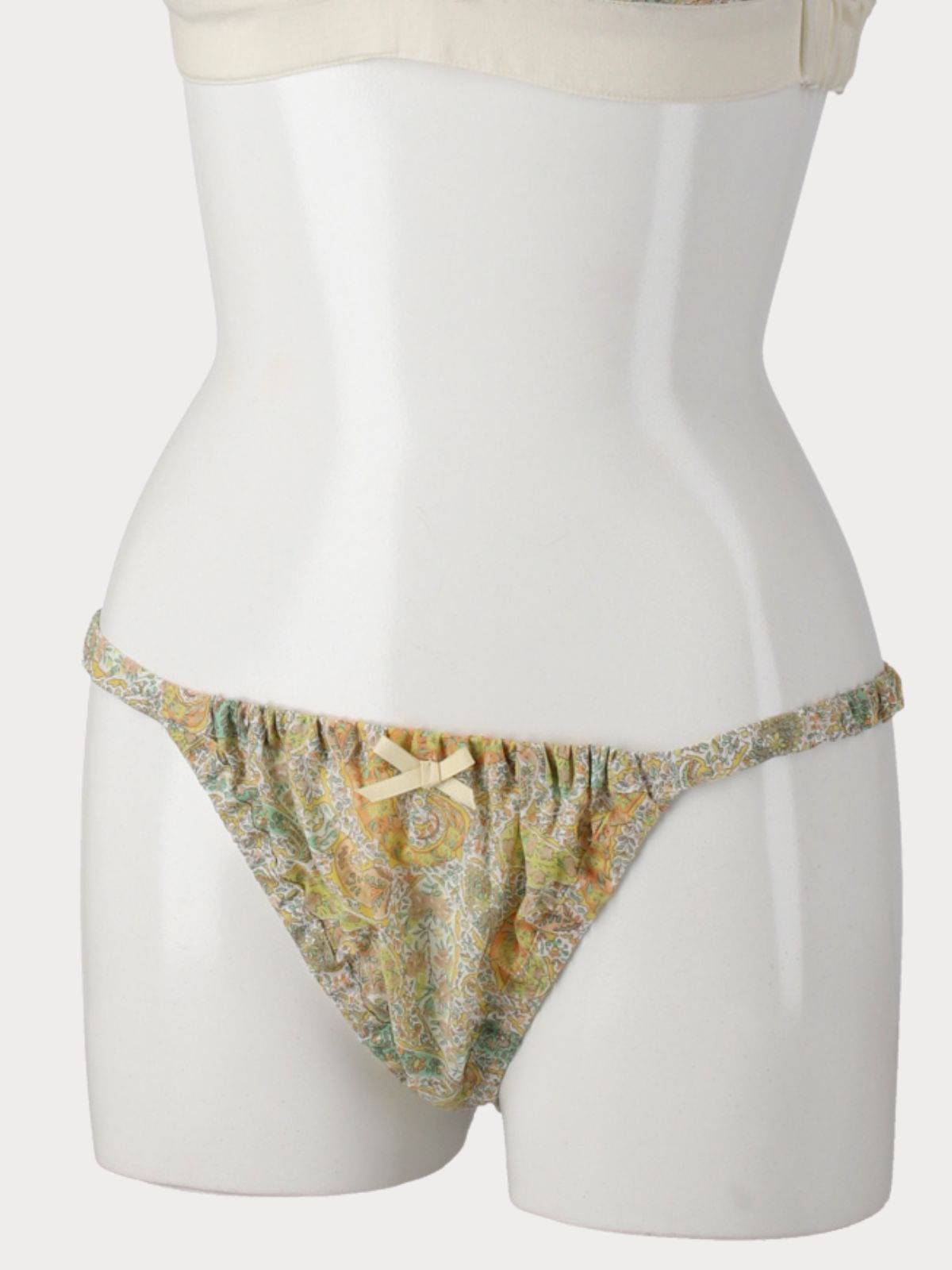 フラワーペイズリートライアングルブラ　イエロー 　