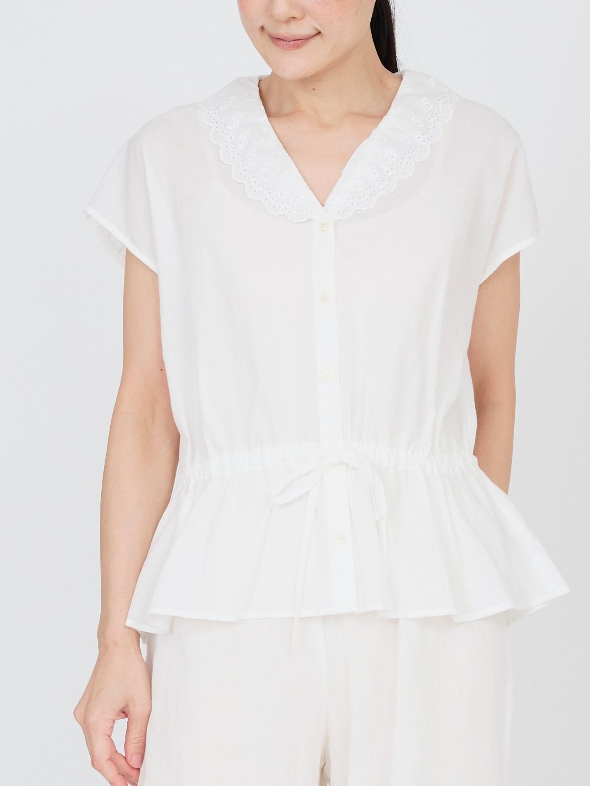 NEW｜クラシックローズレースブラウス ホワイト