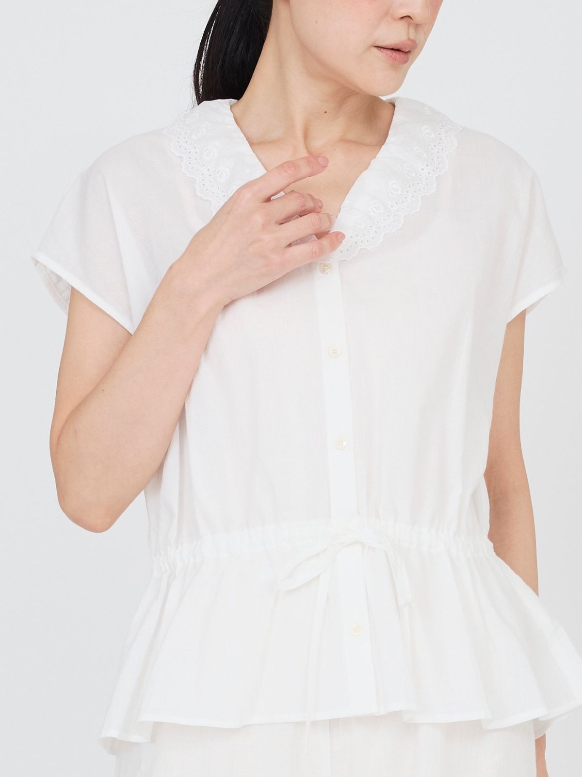 NEW｜クラシックローズレースブラウス ホワイト