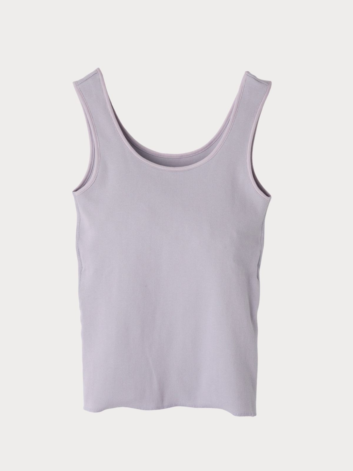 【残りわずか】型崩れしない｜スパンリブカップ付きタンクトップ　ラベンダー