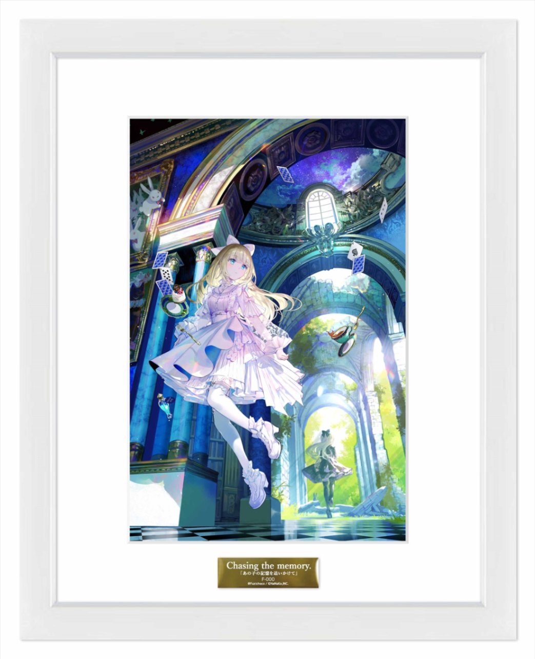 原画 残響 青 額付き 藤ちょこ］A5複製原画（あの子の記憶を追いかけて）