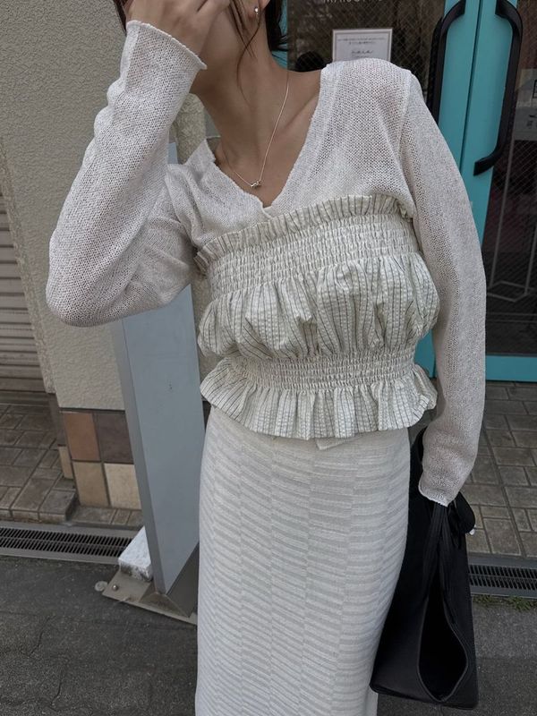 shirring stripe bustier