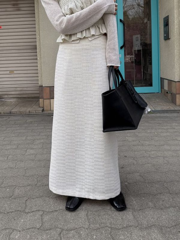 tweed nep long skirt