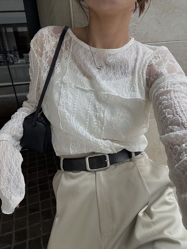 patchwork panel lace tops