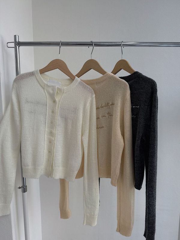 lettering mohair knit cardigan