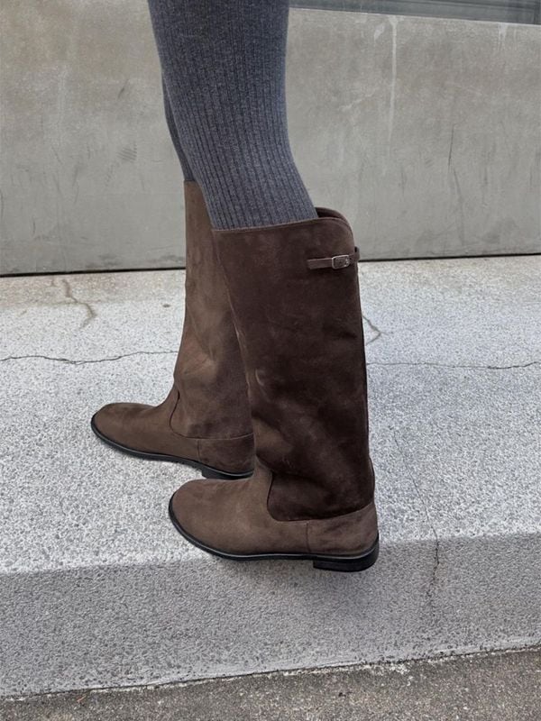 wide tube belt long boots