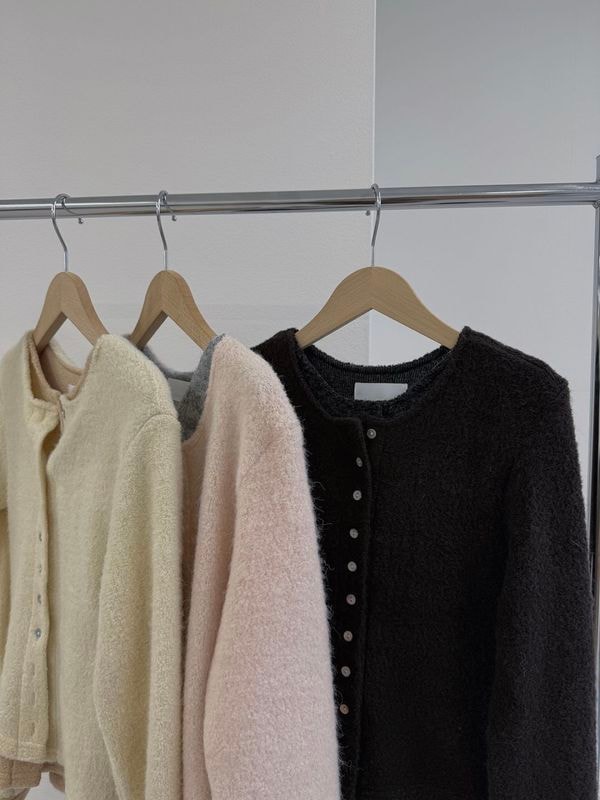 shell button layered knit cardigan