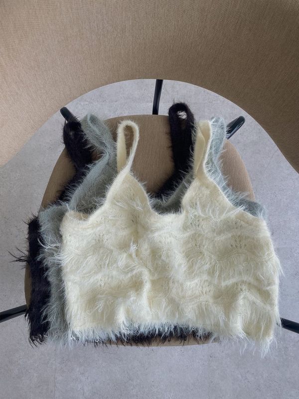 shaggy fringe knit bustier