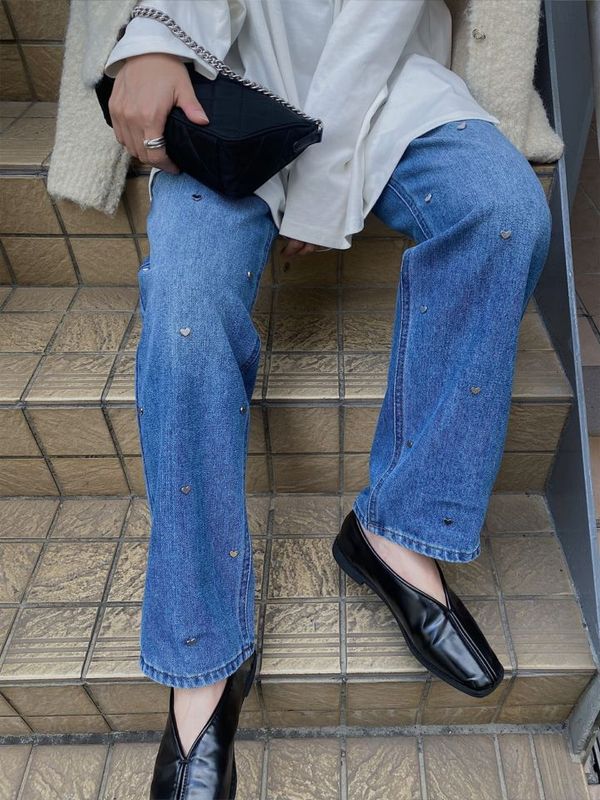 heart rivet tapered denim PT