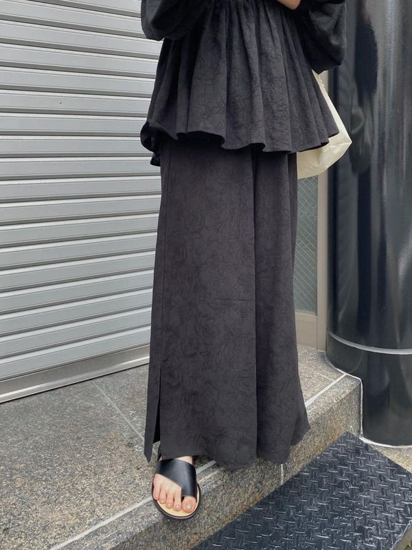 tenderly jacquard slit wide pants