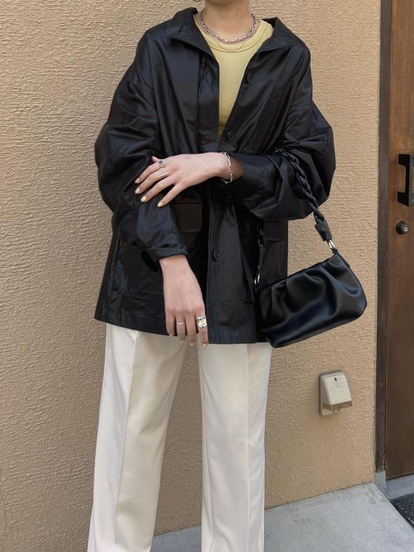 rough collar drawstring coat