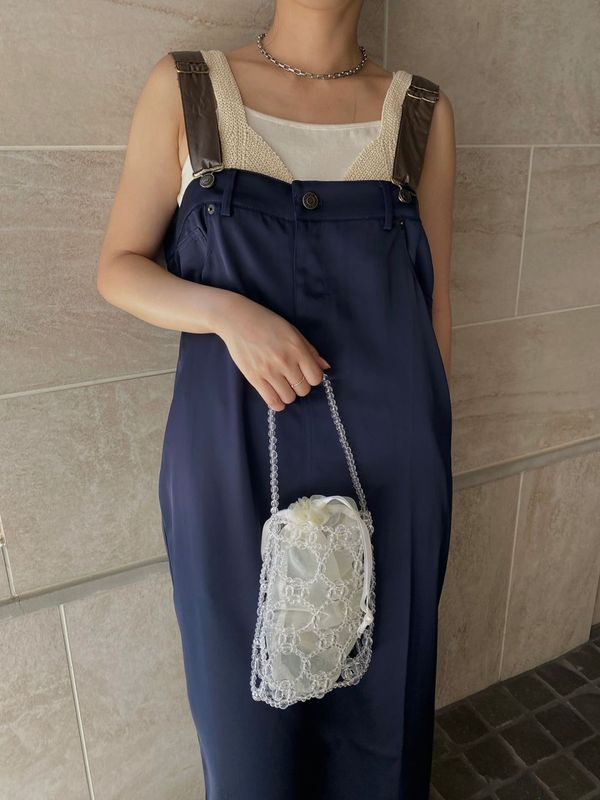 leather switching satin suspenders OP