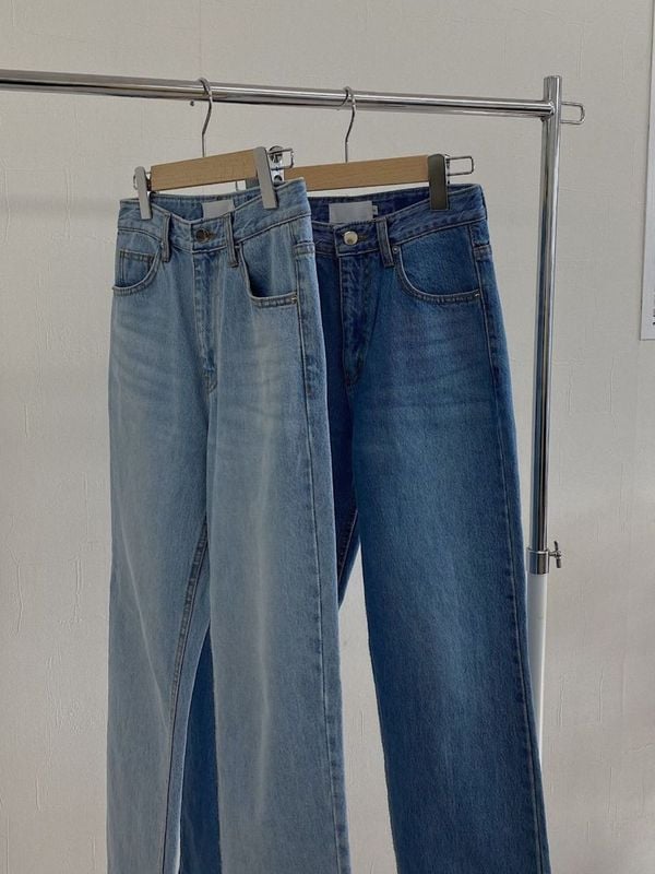 high waist straight line denim