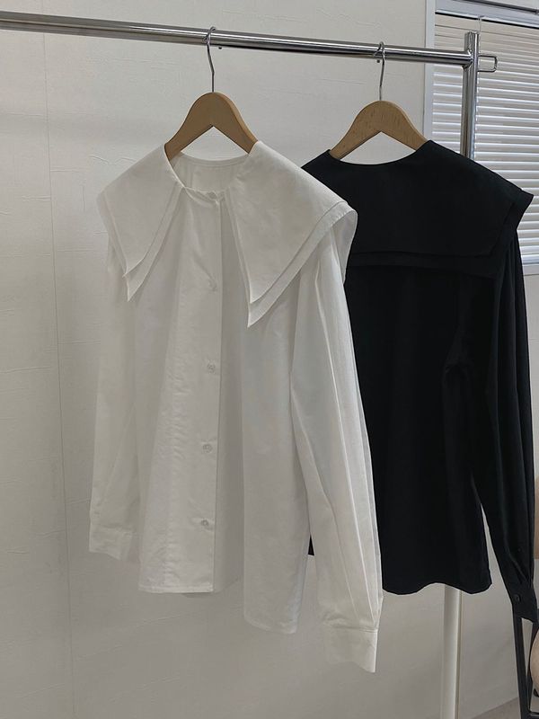 overlap big collar blouse