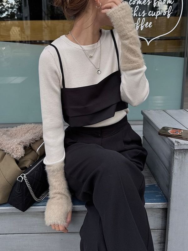 shaggy cuff switch narrow lib knit