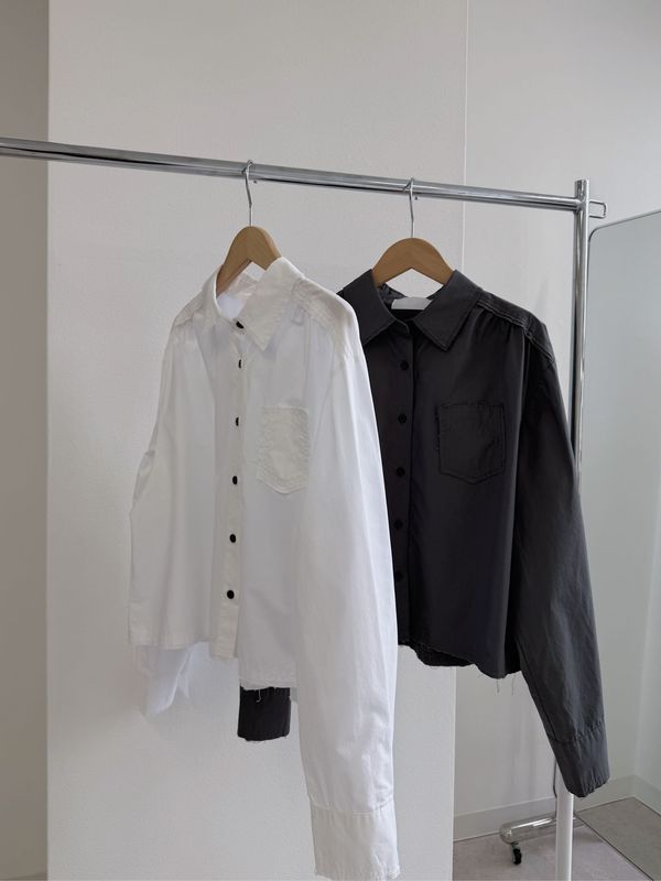 gather raw edge short shirts