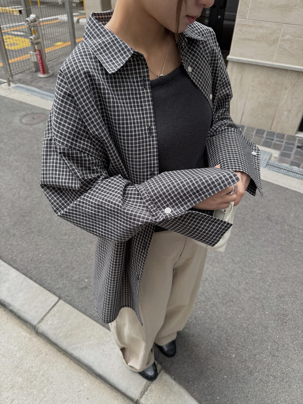 bigカフスチェックSH select MOCA（セレクトモカ） ブラウス シャツ ビックカフスグラフ