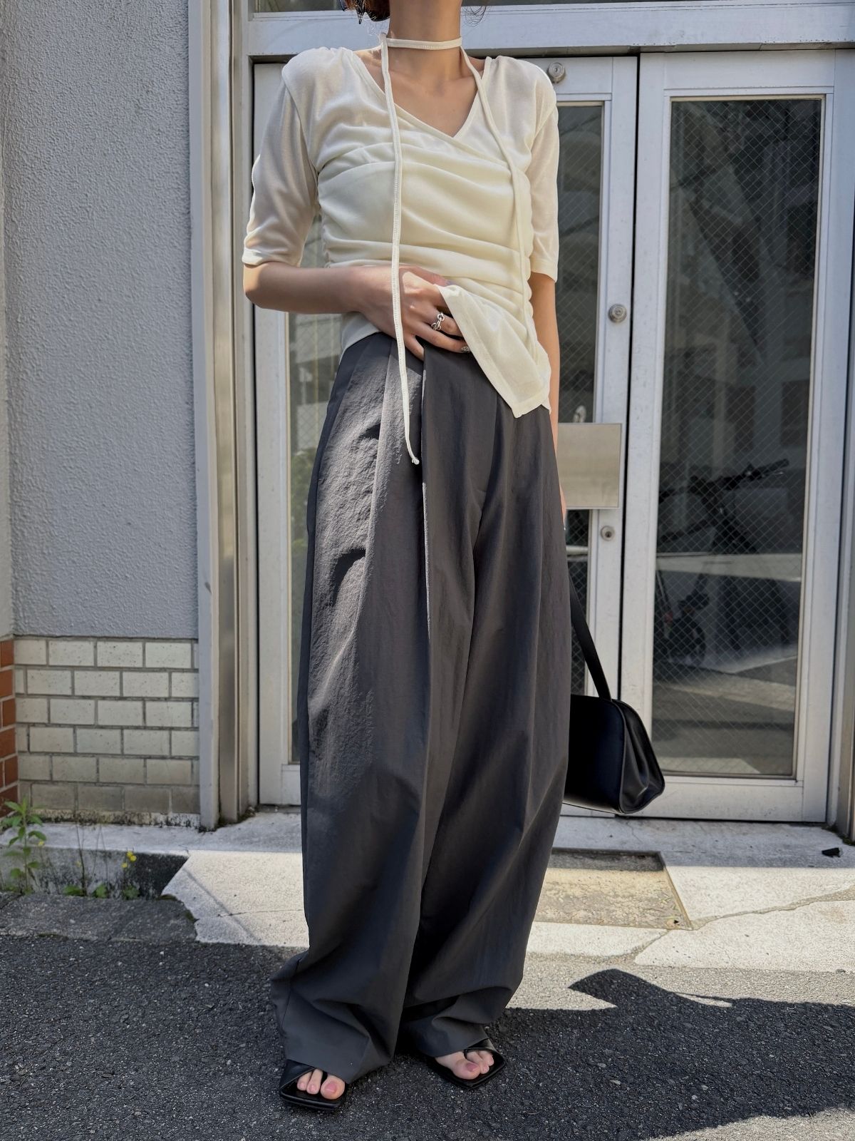 カシュクールアシンメトリートップス｜レディースカットソー