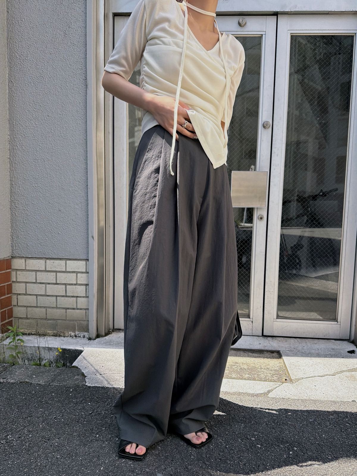 カシュクールアシンメトリートップス｜レディースカットソー