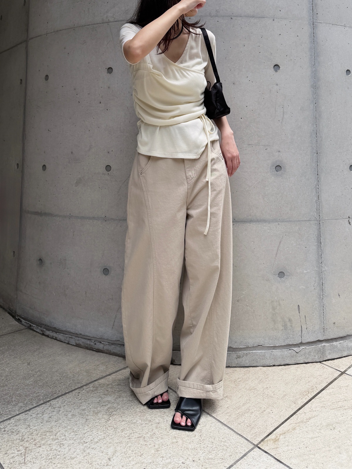カシュクールアシンメトリートップス｜レディースカットソー