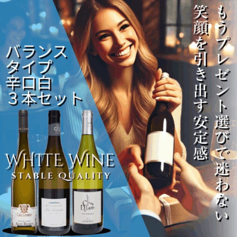 【送料無料】味わいの安定感抜群！メジャー3品種辛口白ワイン3本セット 万人ウケ◎（750ml×3）