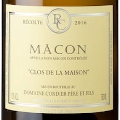 マコン クロ・ド・ラ・メゾン 2023 ファミーユ・コルディエ（フランス ブルゴーニュ 750ml）【余韻の長さ◎】