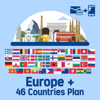 【eSIM】ヨーロッパを中心に46ヶ国で使えるプリペイドeSIMプラン